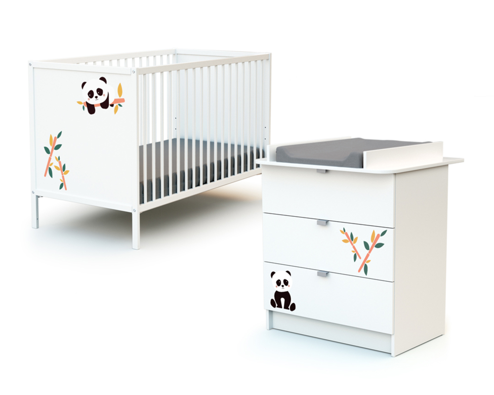 Duo lit bébé et commode à langer -