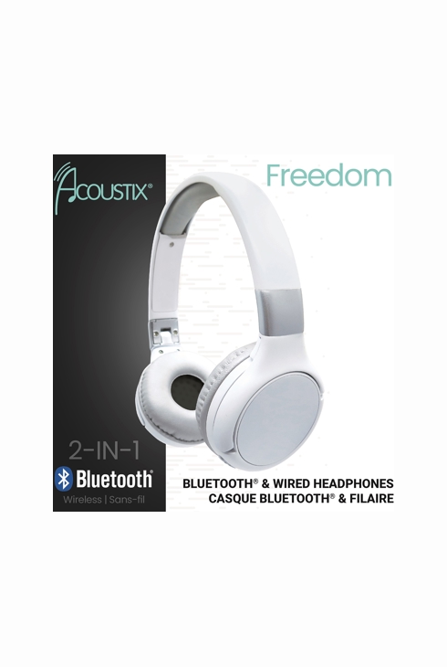 Casque 2 en 1 Bluetooth® et filaire – Blanc/argenté