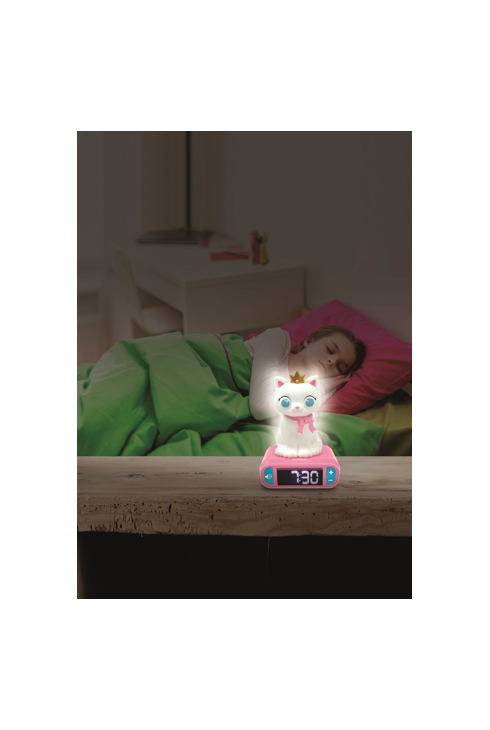 Réveil digital avec veilleuse Chat en 3D et effets sonores