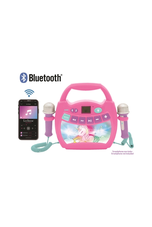 Enceinte Bluetooth Licorne avec effets lumineux, micros et batterie rechargeable