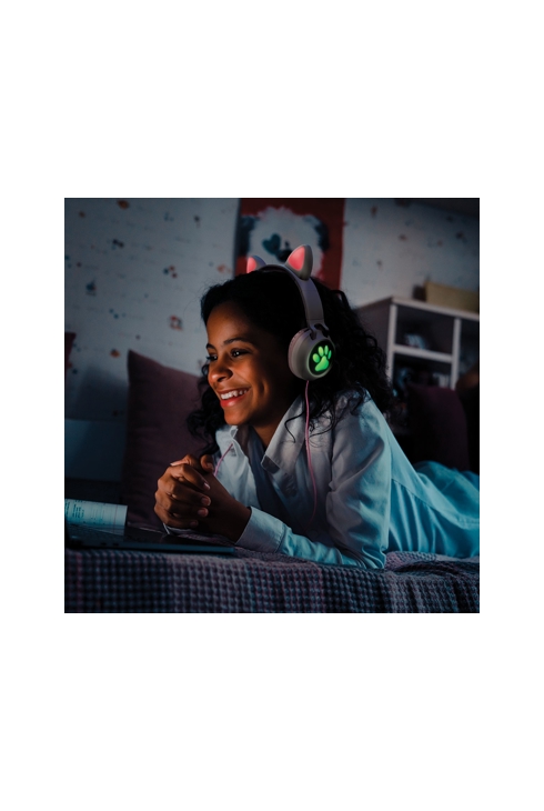 Casque sans fil rechargeable lumineux avec oreilles de chat