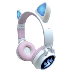 Casque sans fil rechargeable lumineux avec oreilles de chat 1