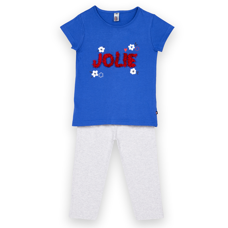 Pyjama court poppy indigo/gris chiné - 8A
