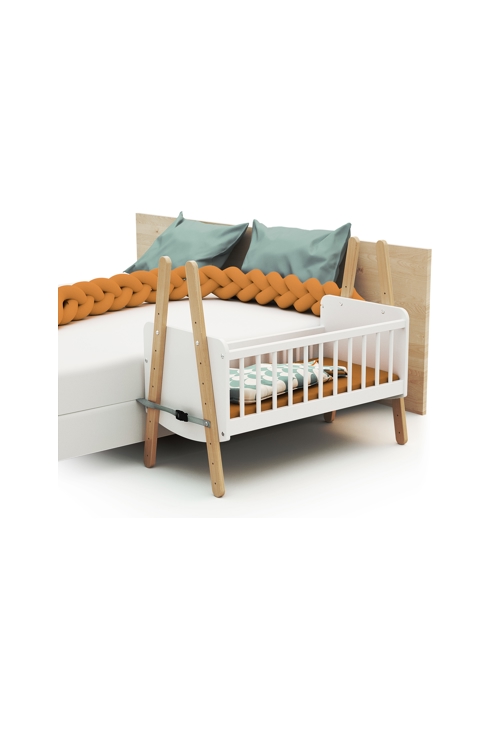 Berceau cododo en bois PIRATE Blanc et Hêtre Verni 40 x 80 cm
