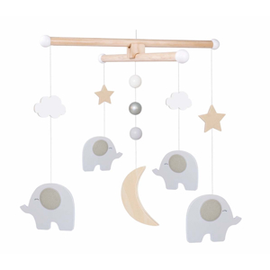 Mobile en bois Éléphant lune et étoiles, JaBaDaBaDo 1