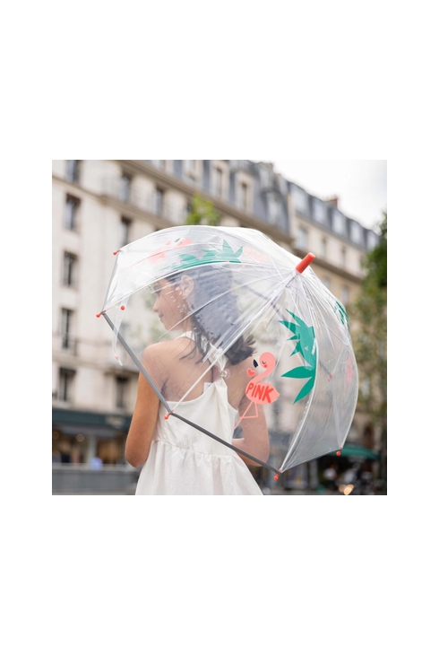 Parapluie transparent Flamant rose, Smati