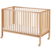 Lit bébé à barreaux pliable 60x120 cm avec matelas bois naturel, Tissi