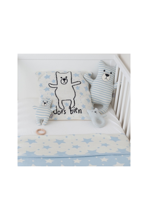 Hochet bébé en coton tricoté Ourson, Sevira Kids