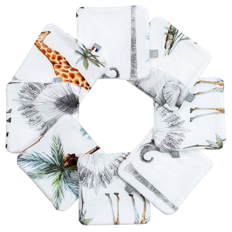 Sevira Kids - Lot de 8 lingettes lavables Safari, Sevira Kids - Mixte