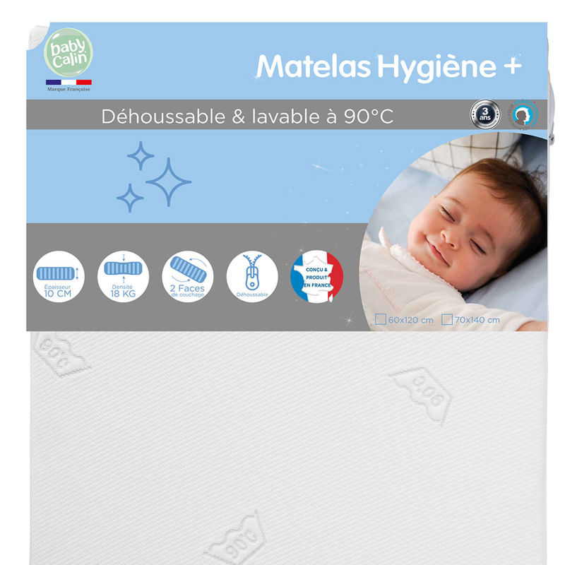 Baby Calin - Matelas hygiène déhoussable blanc, Baby Calin - Mixte