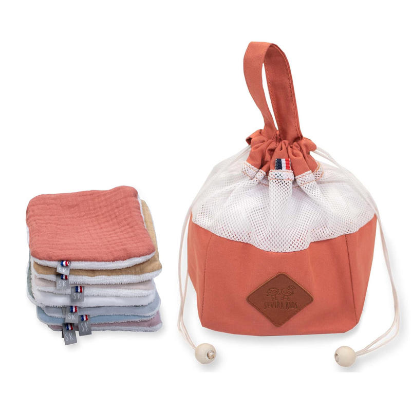 Sevira Kids - Pochon distributeur et ses 8 lingettes lavables Jeanne, Sevira Kids - Mixte - Dès la naissance