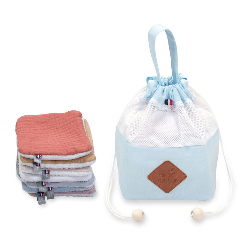 Sevira Kids - Pochon distributeur et ses 8 lingettes lavables Jeanne, Sevira Kids - Mixte - Dès la naissance