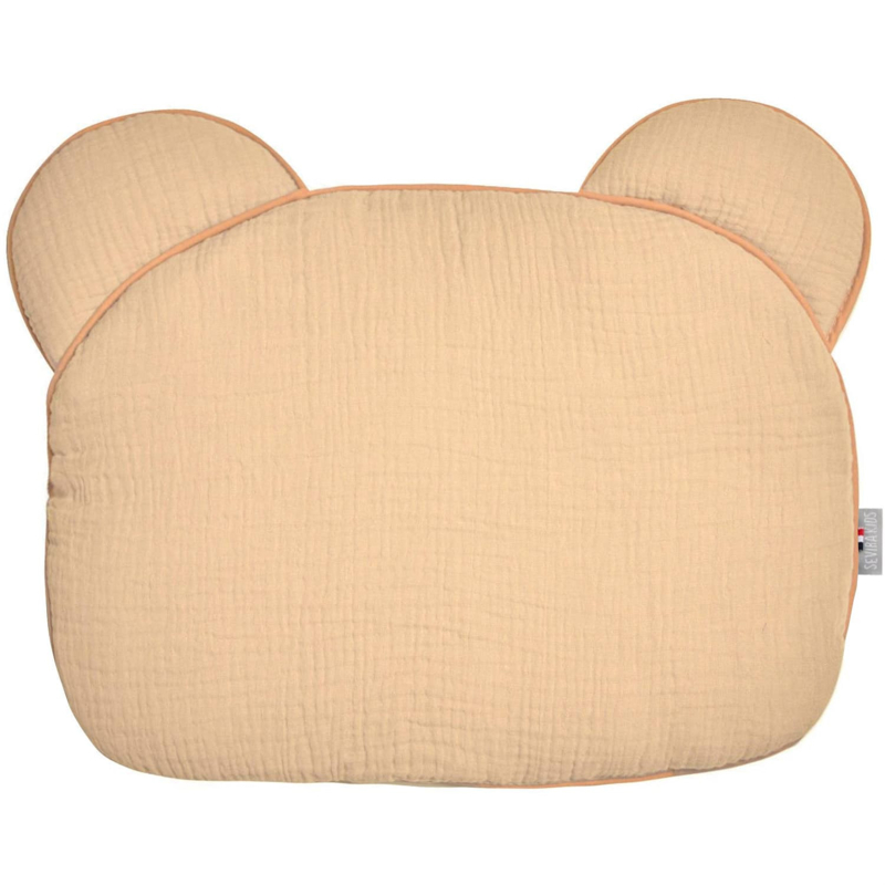 Sevira Kids - Oreiller bébé plat ourson en gaze de coton Jeanne, Sevira Kids - Mixte