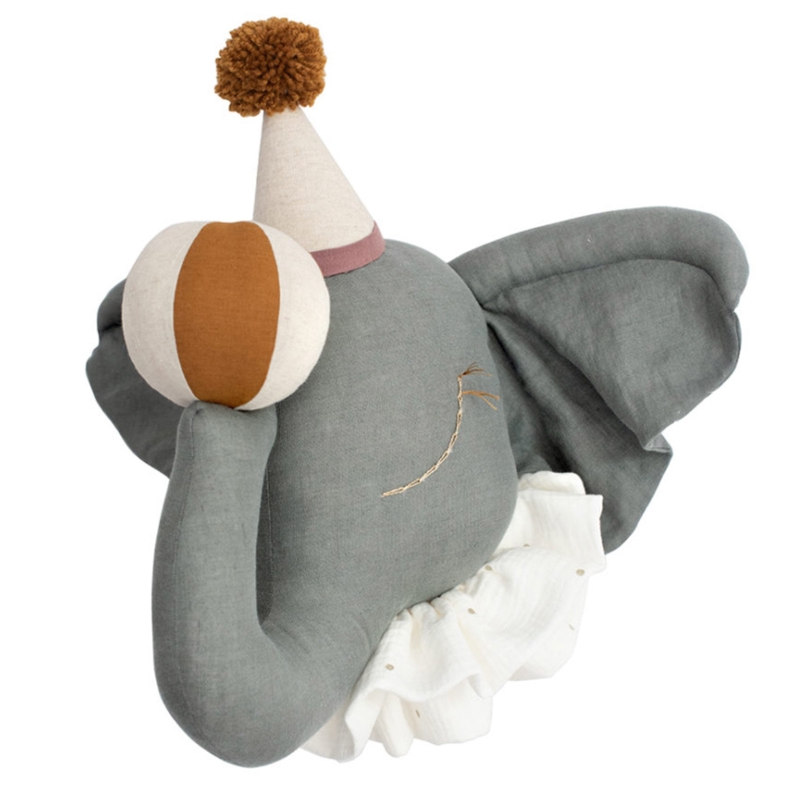 Sevira Kids - Trophée mural en lin Éléphant de cirque gris, Sevira Kids - Mixte