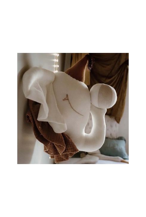 Trophée mural en lin Éléphant de cirque crème/marron, Sevira Kids