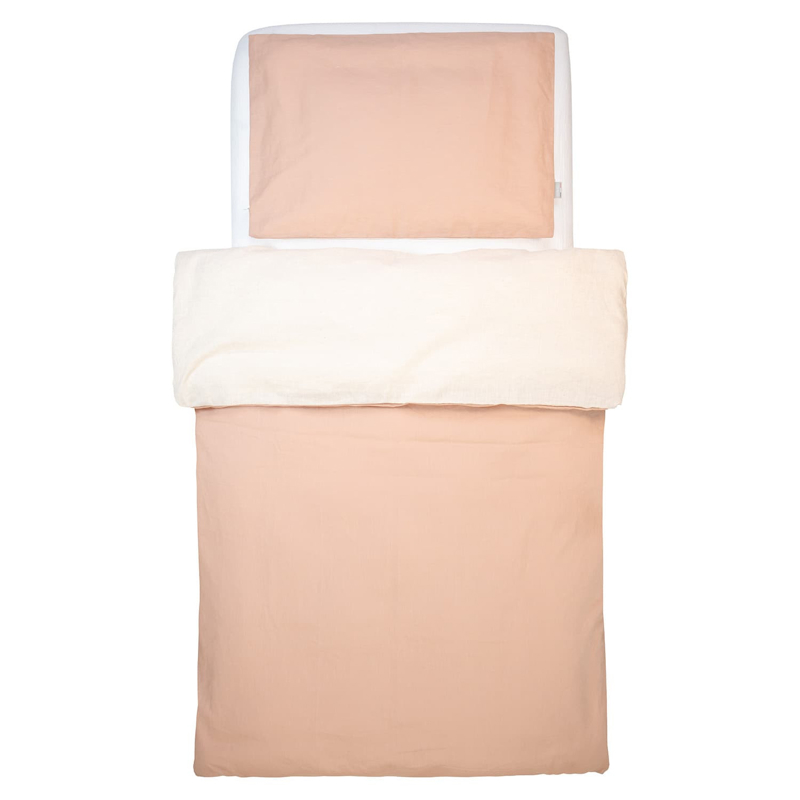 Parure de lit réversible housse de couette + taie d'oreiller en Lin lavé, Sevira Kids - 80x120 cm