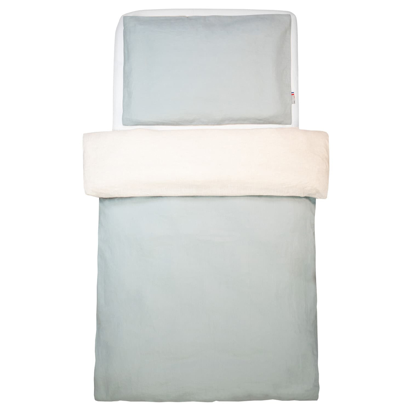 Parure de lit réversible housse de couette + taie d'oreiller en Lin lavé, Sevira Kids - 80x120 cm