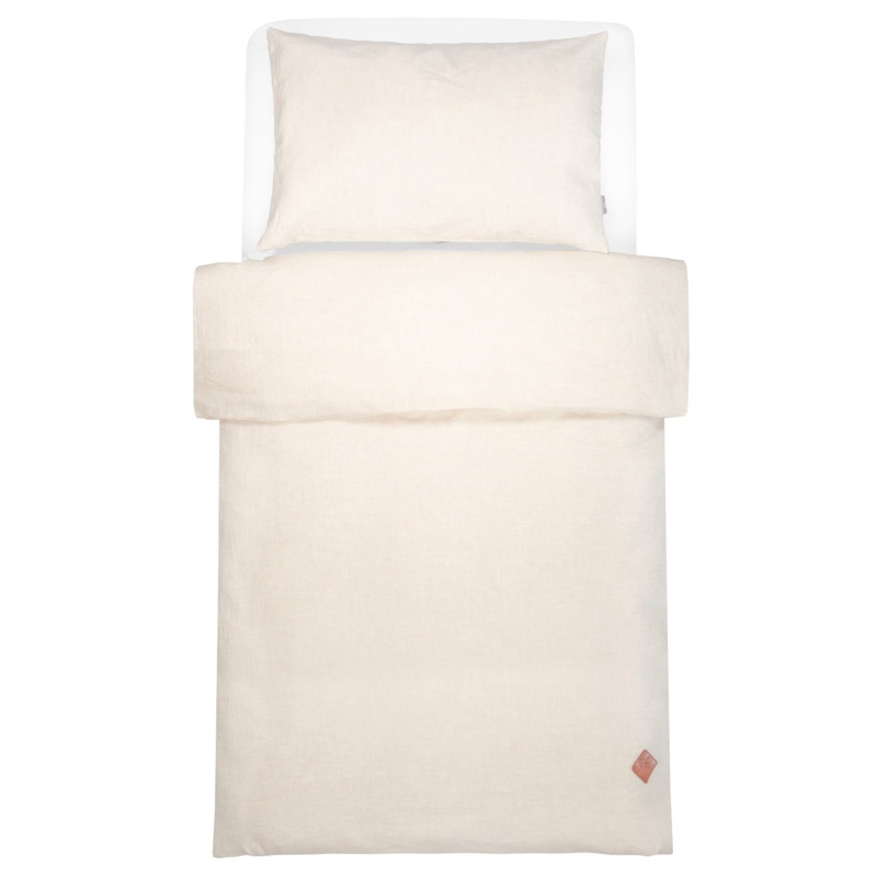 Parure de lit bébé réversible housse de couette et taie d'oreiller en lin lavé, Sevira Kids - 80x120 cm