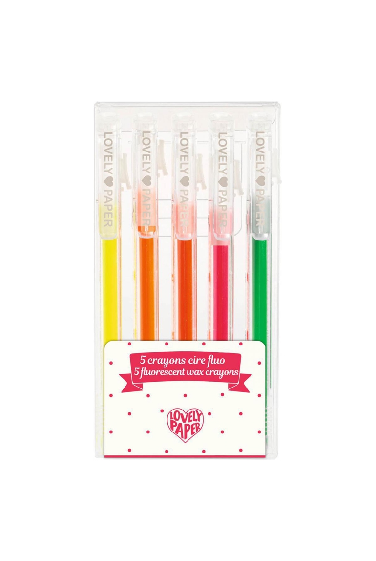 5 crayons cire fluo, Lovely Paper 1