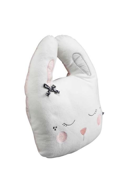 Coussin déco lapin 34x26cm en polyester blanc