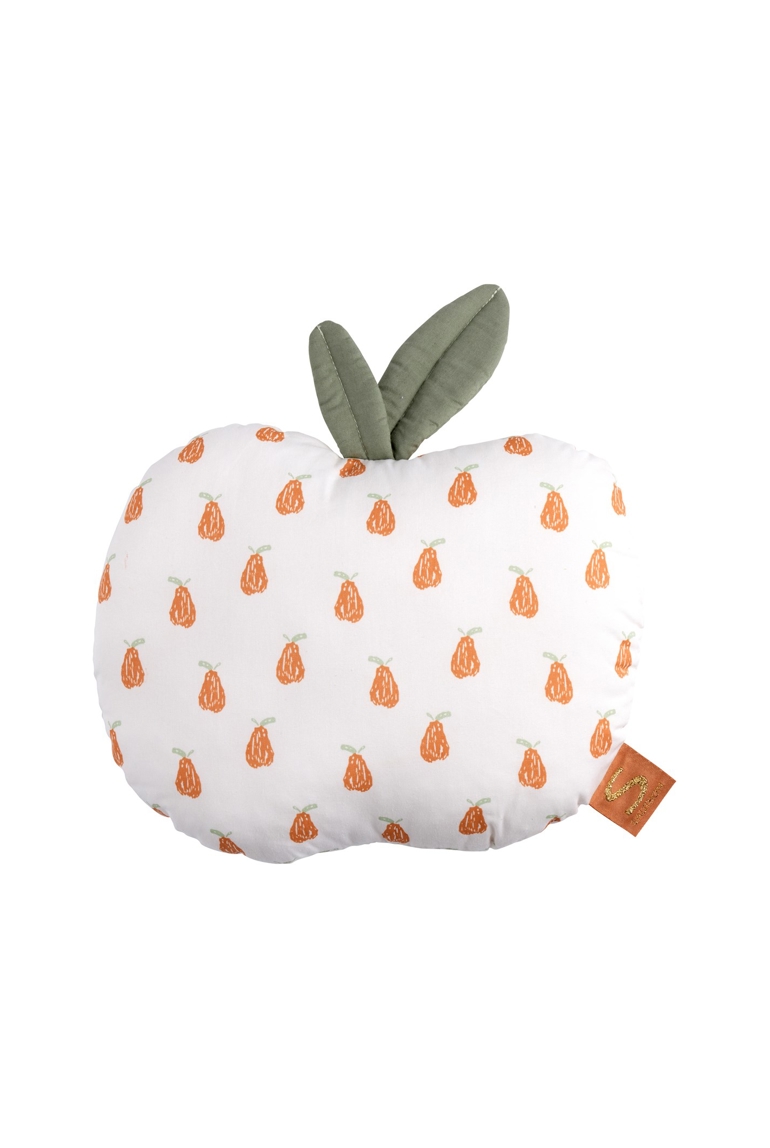Coussin déco pomme 23x25cm en coton blanc 1
