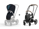 Poussette priam 4 châssis chrome noir siège midnight blue plus, Cybex