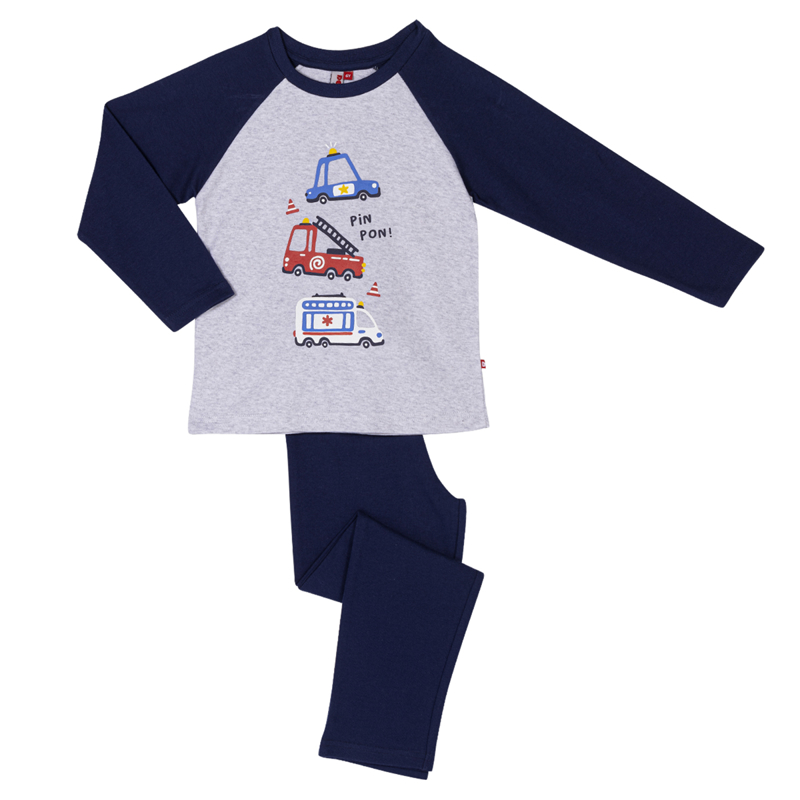 Pyjama pinpon gris chiné/marine - 8A