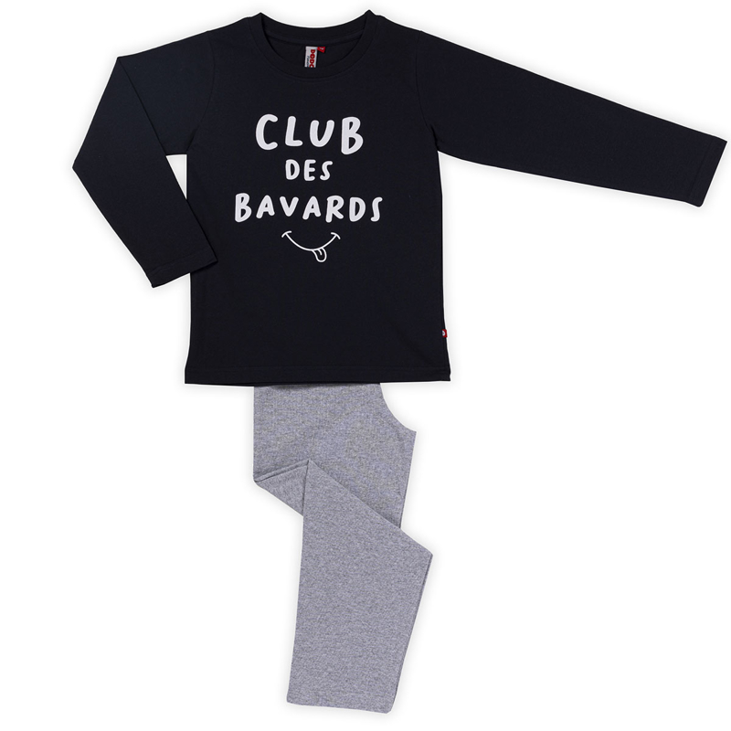 Pyjama basique marine/gris chiné - 4A