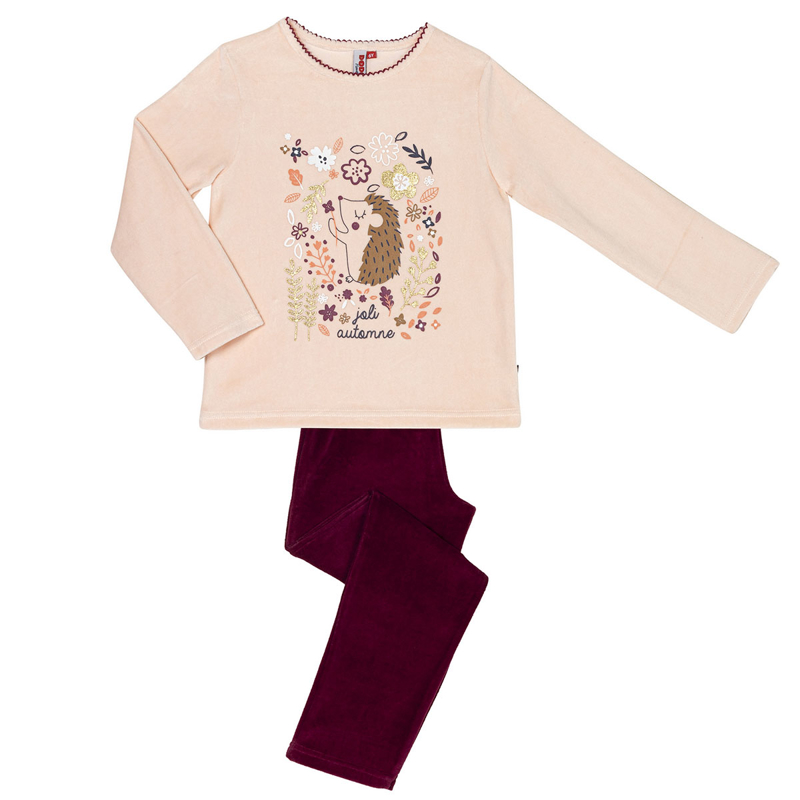 Mon P'tit Dodo - Pyjama herisson nude/bordeaux - Fille