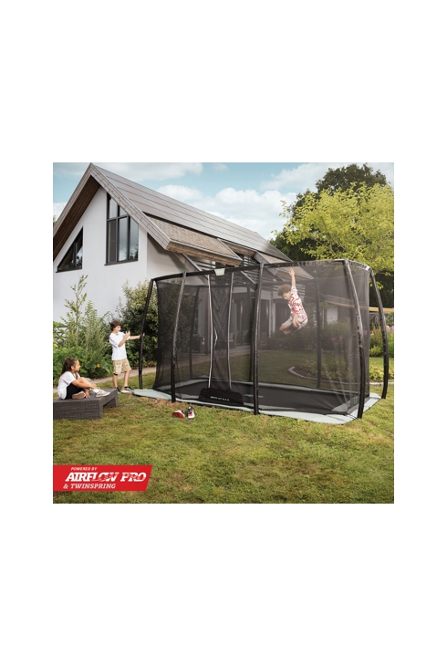 Trampoline ecologique enterré Champion ECO 410 + filet de sécurité, BERG