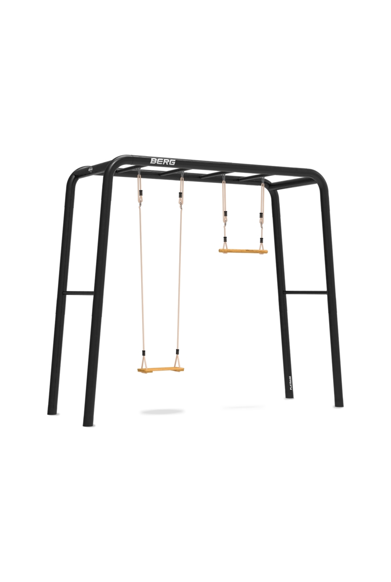 Aire de Jeux medium 3-in-1 avec 2 barres fixes + balançoire en bois et trapèze Playbase, BERG 1