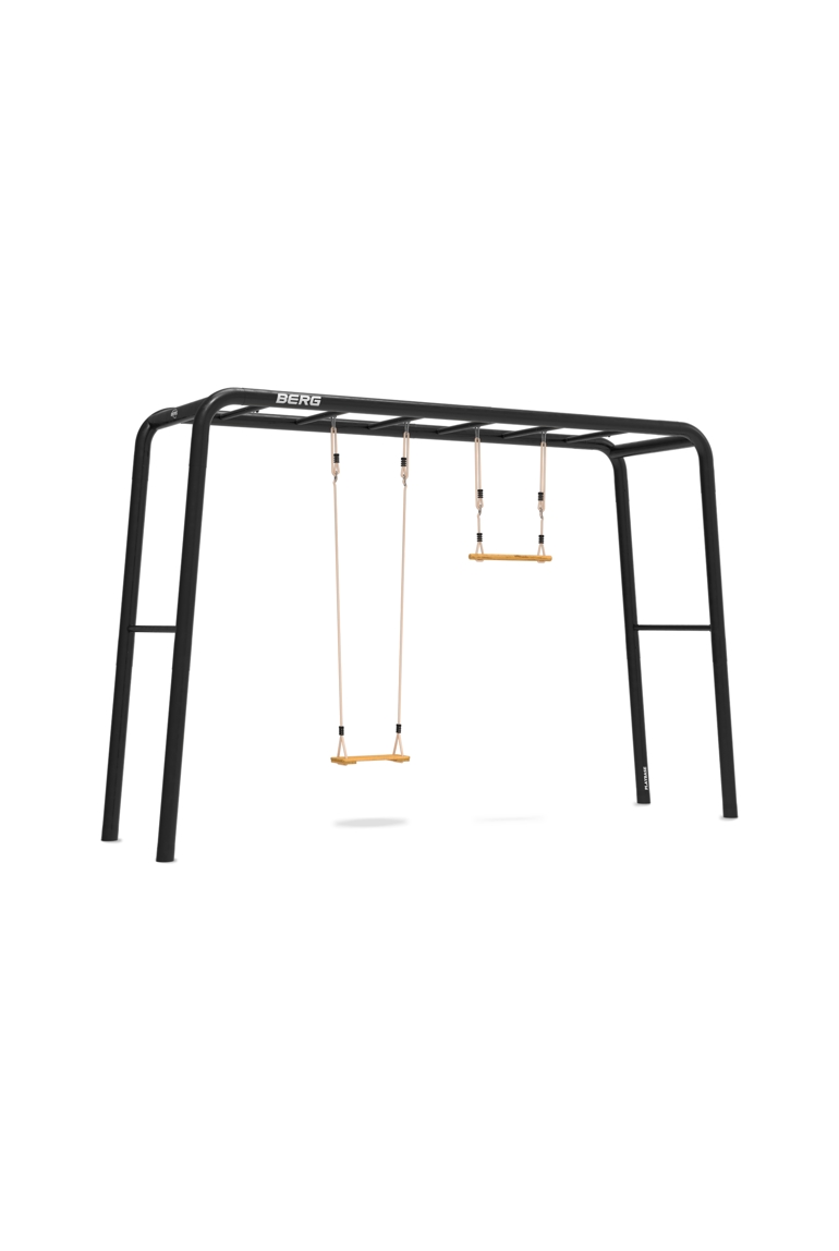 Aire de jeux 3-in-1 large avec 2 barres fixes et échelle + balançoire en bois et trapèze Playbase, BERG 1