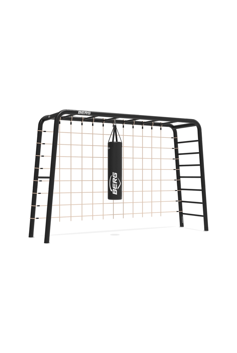 Aire de jeux 3-in-1 large avec barre fixe et échelle + filet d'escalade et sac de boxe Playbase, BERG 1