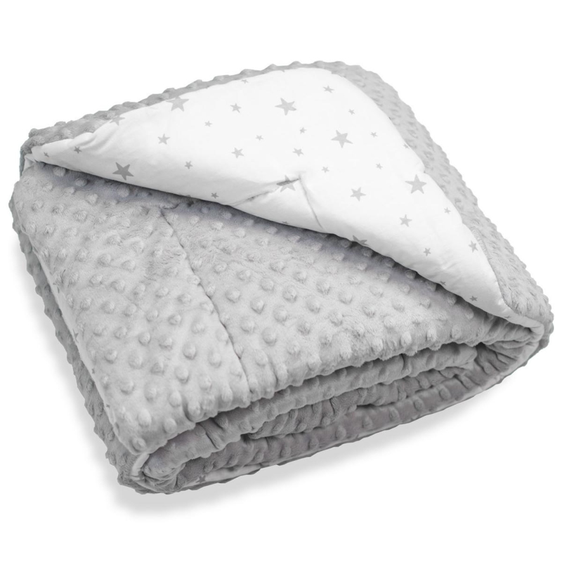 Grande couverture 220x240 cm plaid gris en minky Stella, Sevira Kids -