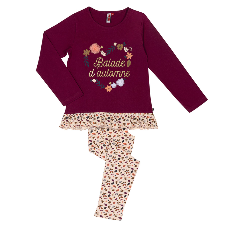 Pyjama herisson bordeaux/imprimé, Mon P'tit Dodo - 4A