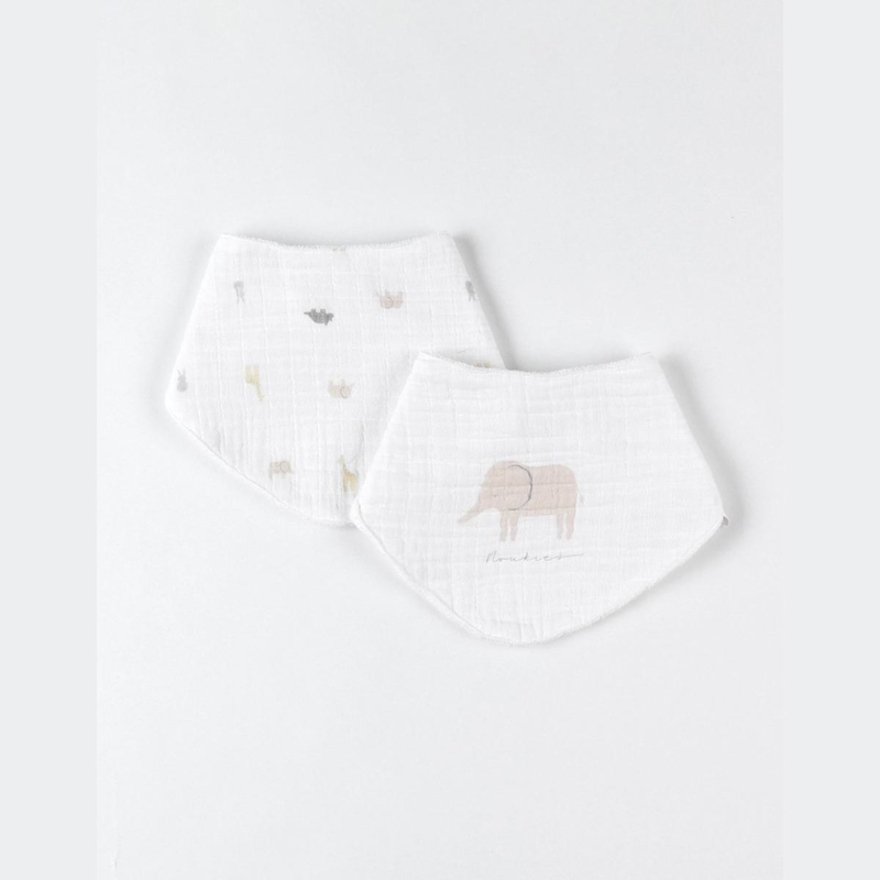 Set de 2 bavoirs bandana en mousseline et éponge, Noukie's -