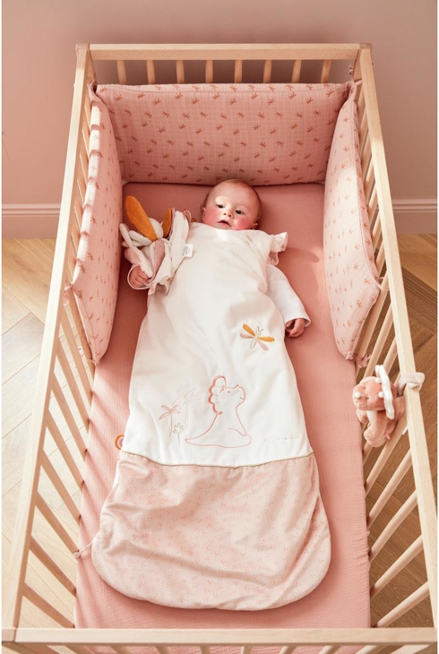 Gigoteuse 100cm popsie en veloudoux écru rose poudré, Noukie's