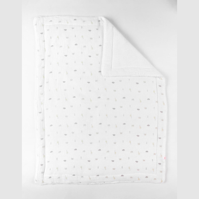 Noukies - Couverture 75x100 imprimé animalier en mousseline ouatinée, Noukie's - Mixte