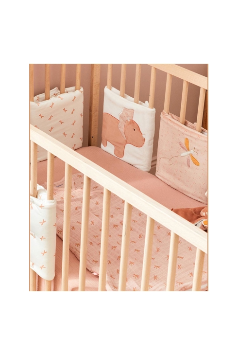 Protège barreaux pour lits et parcs bébé écru rose poudré, Noukie's