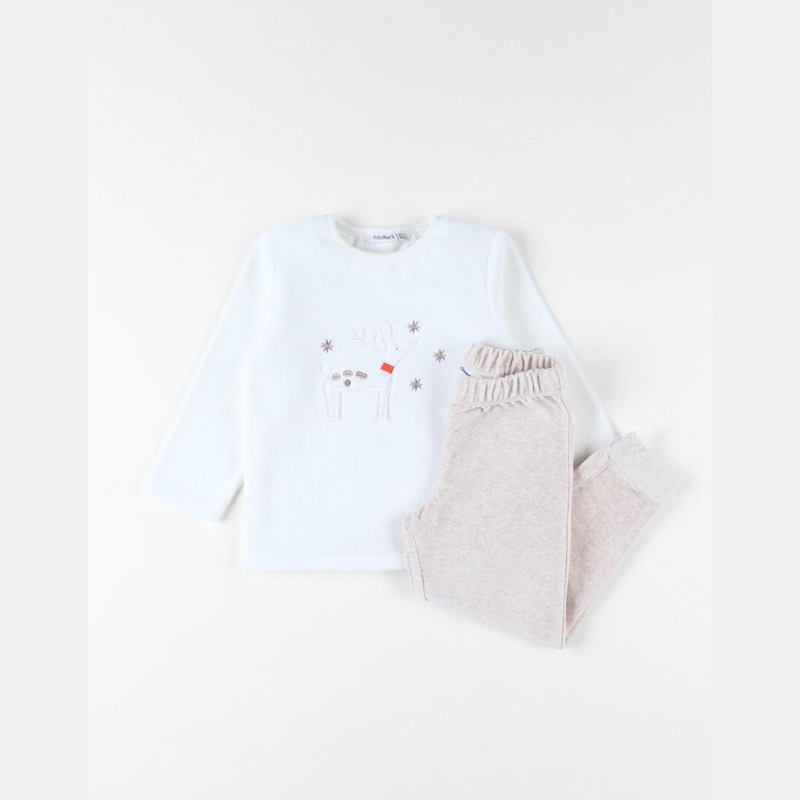 Noukies - Pyjama 2 pièces renne en velours chiné, Noukie's - Mixte