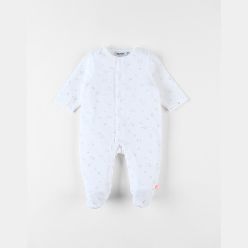 Pyjama 1 pièce à imprimé oiseaux en velours, Noukie's - 3M