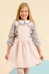 Robe salopette fille  velours rose pastel   Ecolière, La Faute à Voltaire 2