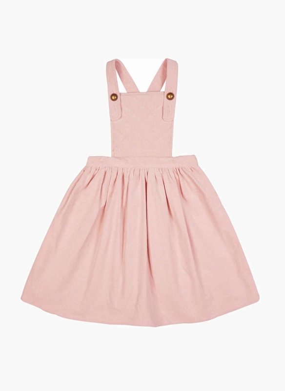 Robe salopette fille velours rose pastel Ecolière, La Faute à Voltaire - 2/3 ans