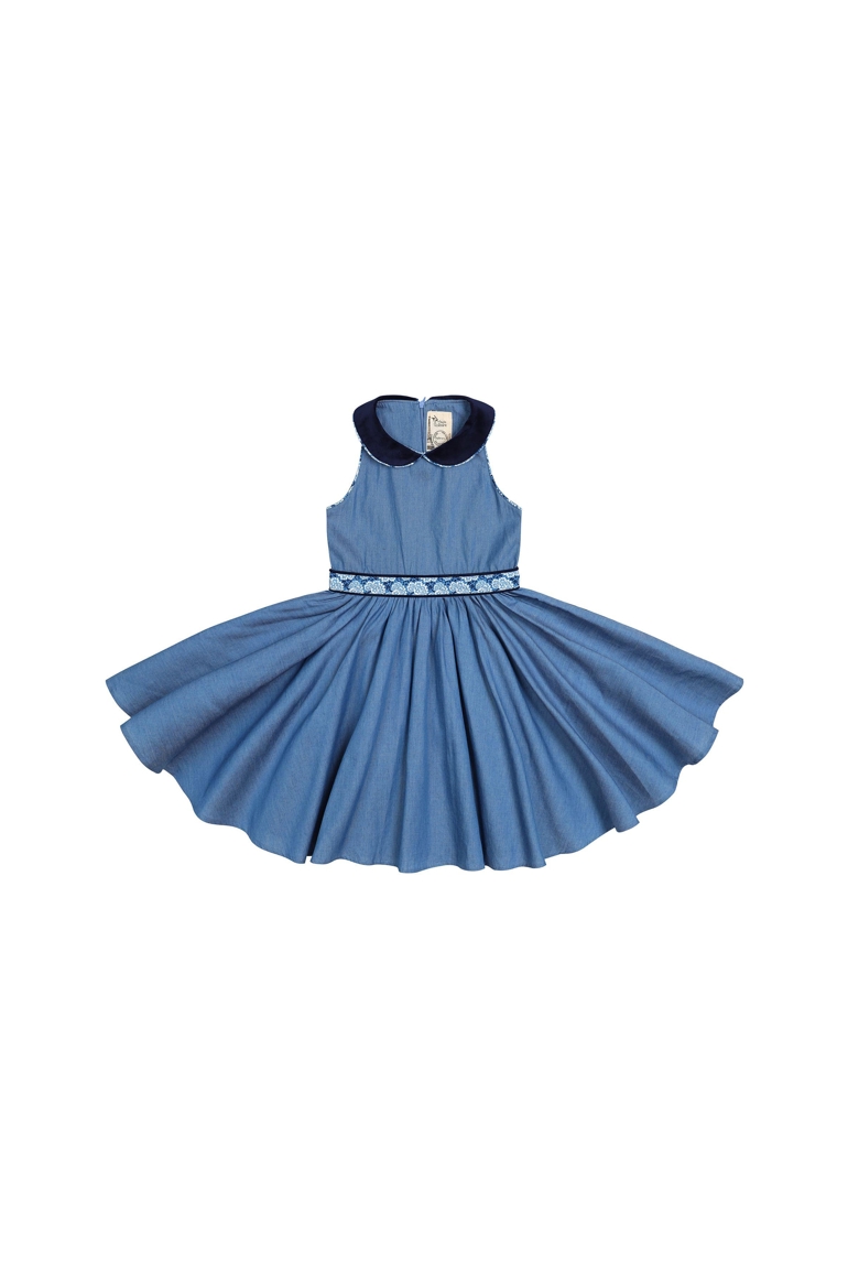 Robe qui tourne   chambray   col claudine   Hepburn, La Faute à Voltaire 1