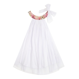 Robe cérémonie bohème fille voile blanc fleurs rose Alizee, La Faute à Voltaire 1