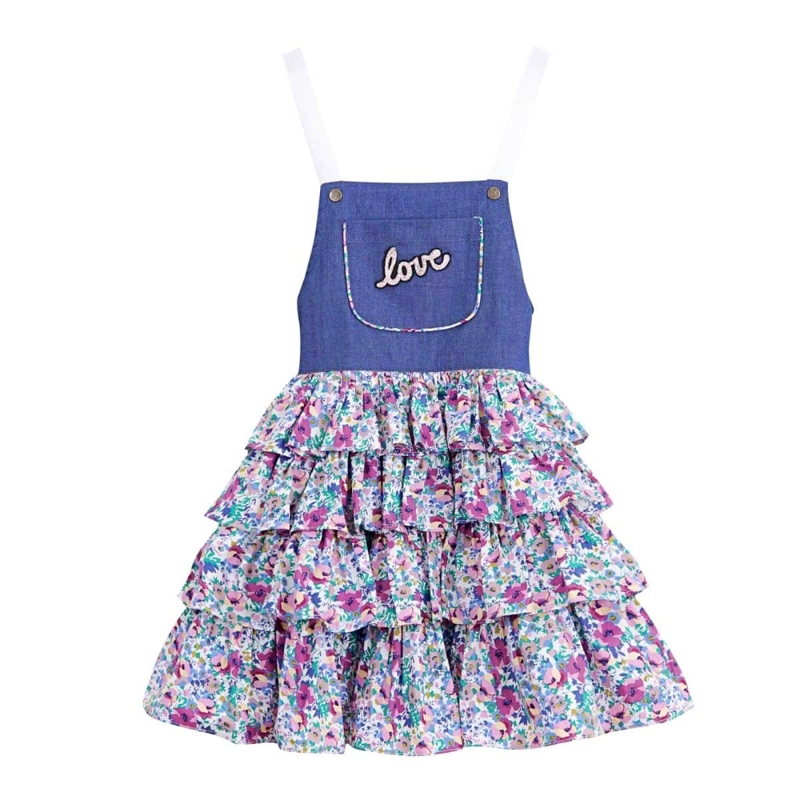 La Faute à Voltaire - Robe salopette fille fleurs violettes bleu rose Gigi, La Faute à Voltaire - Fille