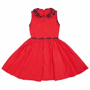 Robe de noël fille  velours rouge col claudine en tartan   Hepburn, La Faute à Voltaire 1