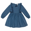 Robe coton chambray  à volants fille   Appoline, La Faute à Voltaire