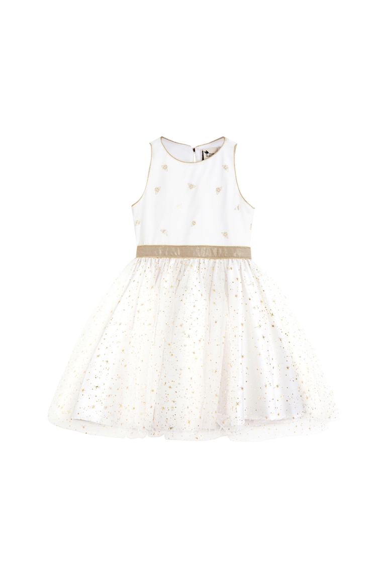 Robe cérémonie fille lin blanc or tulle à paillettes Hepburn, La Faute à Voltaire 1