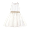 Robe cérémonie fille lin blanc or tulle à paillettes Hepburn, La Faute à Voltaire